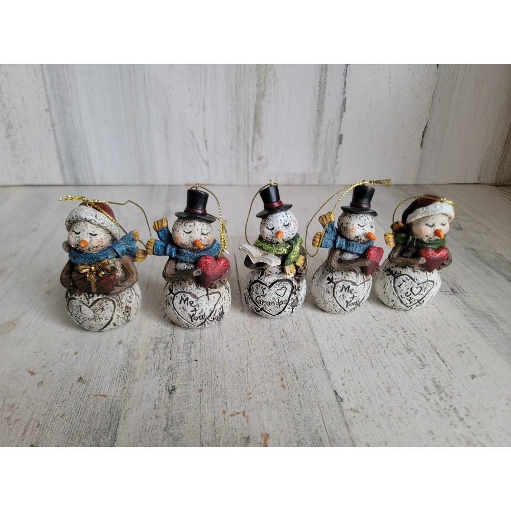 Snowman rustic I heart grandma grandpa you me‎ ornament Xmas set - Picture 6 of 9